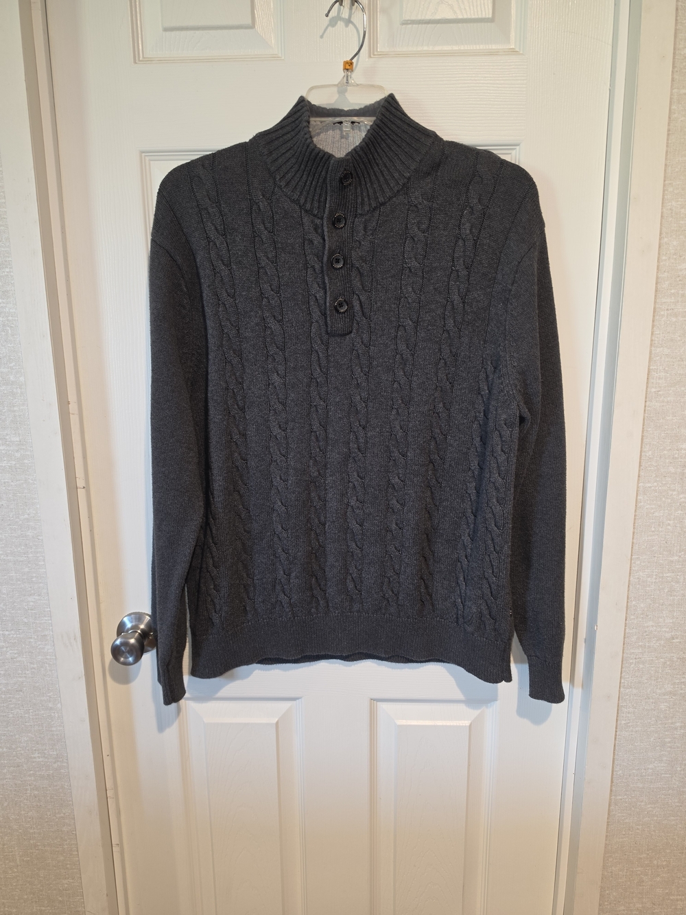 Nautica Cable Knit Turtleneck Button Pullover